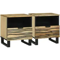vidaXL Cabinet de chevet avec tiroir 2 pcs Marron 40 x 33 x 46 cm