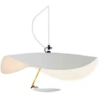 Catellani & Smith Lederam Manta S1 Suspension White|White shade | Gold rod | White varnished disc | White base
