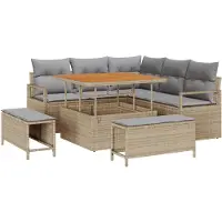 vidaXL Ensemble de canapés de jardin , 8 pièces, beige, en polyrotin