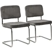 Happy Garden Lot de 2 chaises cantilever en velours côtelé gris MARIA