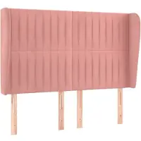 vidaXL Tête de lit avec oreilles rose 147x23x118/128 cm velours