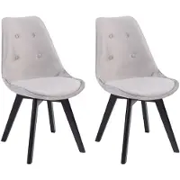 Happy Garden Lot de 2 chaises en velours NORA grises avec coussin
