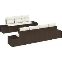 vidaXL Ensemble de salon de jardin 8 pièces, marron [Matériau synthétique] : rotin synthétique