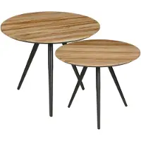 Mica Decorations Table d'appoint Jailey - Lot de 2 - H49 x Ø50 cm - Bois recyclé - Marron