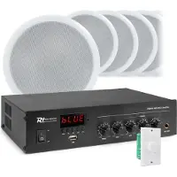 Power Dynamics met PDM45 100V versterker met Bluetooth & 10 CSPB5 plafondspeakers (Amplificateur), Amplificateur stéréo, Blanc