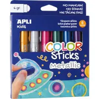 APLI Set de 6 tubes gouache solide Kids Couleurs métalliques