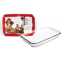 Ibili Plat à four cristal 40 x 23 x 6.5 cm Idéal pour la cuisson et le service, Plat à gratin, Transparent