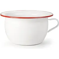 Jamon Pot en émail blanc et rouge 24cm