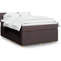 vidaXL Lit boxspring avec matelas brun foncé 140x190 cm Tissu