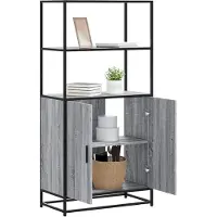 vidaXL Highboard Gris Sonoma 68x35x139 cm Bois composite et métal