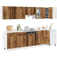 vidaXL Ensemble d'armoires de cuisine Lyon 11 pièces imitation vieux bois Matériau dérivé du bois