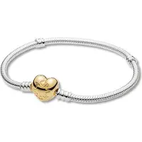 Pandora Bracelet Maille Serpent Fermoir Coeur Pandora Moments