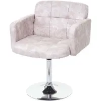 Mendler Chaise de salle à manger Orlando, fauteuil rotatif, imitation de daim, chrome vintage, gris clair