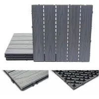 Mendler Carreaux En Wpc, Hwc-E21, Aspect Bois Pour Terrasse, Structure 3-D, Enduit Gris 4 Carreaux À 50x50 Cm = 1 M²