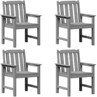 vidaXL Chaise de jardin, lot de 4, gris clair, 65,5 x 59 x 88 cm, polyéthylène