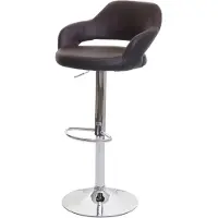 Mendler Tabouret de bar HWC-F16, tabouret pivotant, avec dossier simili cuir brun-noir