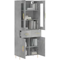 vidaXL Highboard gris béton 69,5x34x180 cm Bois composite