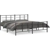 vidaXL Cadre de lit avec tête et pied de lit en métal noir 193x203 cm