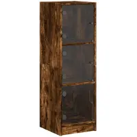 vidaXL Highboard avec portes vitrées chêne fumé 35x37x109 cm