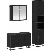 vidaXL Ensemble de meubles de salle de bain 3 pcs noir imitation chêne bois composite