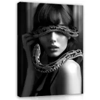 WALLARENA Impression sur toile noir et blanc femme moderne 100x75 cm xxl tableau décoration deco murale intissée pour salon chambre cuisine