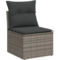 vidaXL Ensemble de salon de jardin 10 pièces avec coussins Gris Poly Rattan