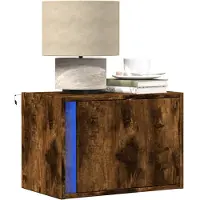 vidaXL Tables de chevet murales avec lumières LED 2 pcs chêne fumé