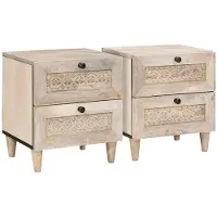 vidaXL Table de chevet avec tiroir 2 pcs Beige 40 x 33 x 46 cm