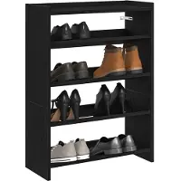 vidaXL Étagère à chaussures noir 60x25x81 cm bois d'ingénierie