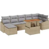 vidaXL Salon de jardin avec coussins 8 pcs Beige et Gris
