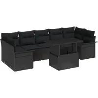 vidaXL Ensemble de canapés de jardin , 8 pièces, noir, en résine tressée