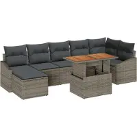 vidaXL Salon de jardin avec coussins 8 pcs Gris et brun