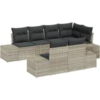 vidaXL Ensemble de canapé de jardin , 7 pièces, gris clair, en résine tressée
