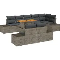 vidaXL Salon de jardin avec coussins 9 pcs Gris et brun
