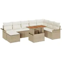 vidaXL Ensemble de canapé de jardin avec coussins 9 pcs Beige et Crème