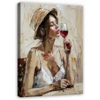 WALLARENA Tableau déco femme beige moderne 120x80 cm xxl Impression sur toile deco murale intissée pour salon chambre cuisine