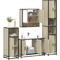 vidaXL Ensemble de meubles de salle de bain 4 pièces en bois composite chêne Sonoma