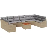 vidaXL Ensemble de canapés de jardin , 11 pièces, beige, en polyrotin