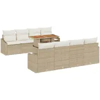 vidaXL Ensemble de canapés de jardin , 9 pièces, beige et crème