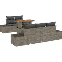 vidaXL Ensemble de canapés de jardin , 6 pièces, gris et marron