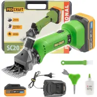 Procraft SC20 tondeuse à moutons sans fil 20 V 76 mm + 1x batterie 4,0 Ah + chargeur + coffret