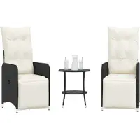 vidaXL Chaises d'extérieur 2 pcs. avec table noir Poly-Rattan