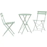 vidaXL Ensemble de table et chaises pliants, 3 pièces, vert "meerschaum", acier