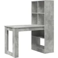 vidaXL Bureau , béton gris, panneaux de particules, 122 x 67 x 145 cm