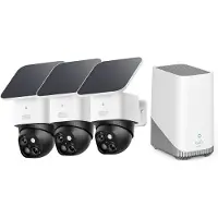 Eufy Pack de 3 caméras SoloCam S340 + HomeBase 3 (2880 x 1620 Pixels), Caméra réseau, Blanc, Noir