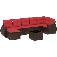 vidaXL Ensemble de 8 canapés de jardin avec coussins, brun, polyrattan