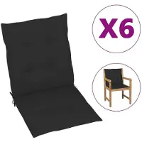 vidaXL Coussin pour chaise de jardin à dossier bas 6 pcs. noir 100x50x3cm