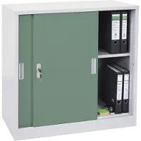 Mendler Armoire à dossiers Boston HWC-F41 avec portes coulissantes verrouillables 90x90x45cm vert