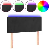 vidaXL LED Tête de lit noir 100x5x78/88 cm velours