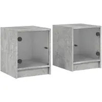 vidaXL Tables de chevet et portes vitrées 2 pcs gris béton 35x37x42 cm